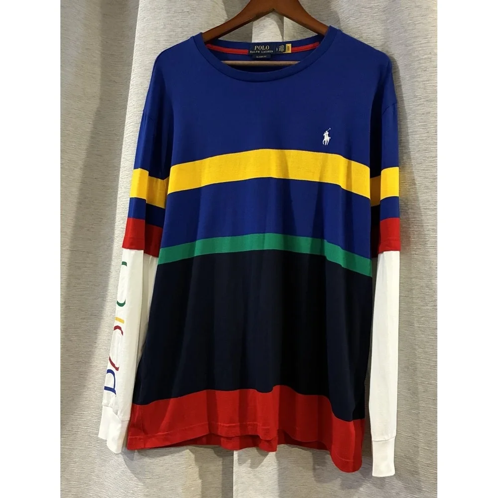 Polo Ralph‎ Lauren Striped Colorful Long sleeve T Shirt Size Large